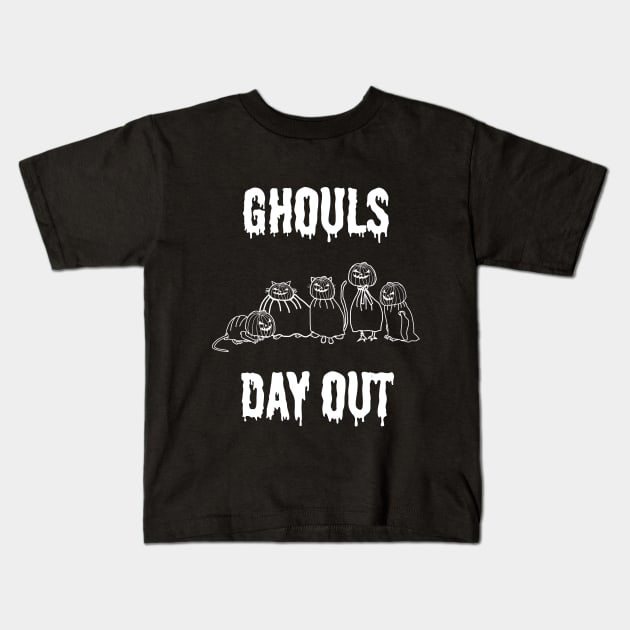 Spooky Ghouls Day Out at Halloween Kids T-Shirt by ellenhenryart